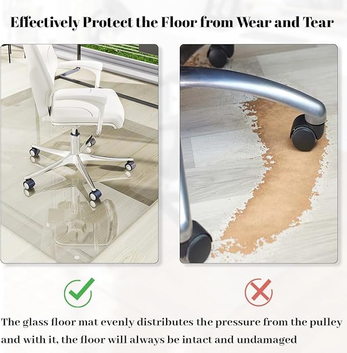 48" x 60" Glass Chair Mat, Heavy Duty Hard Tempered Glass Mat - Image 3