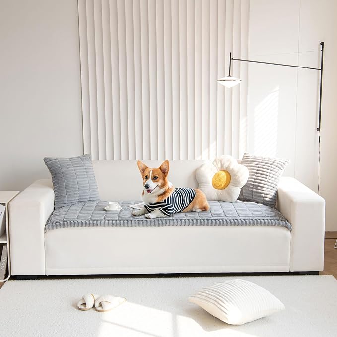 OTOB Sofa Covers for 3 Cushion Couch Washable, Fuzzy Non Slip Pet Friendly - Image 7
