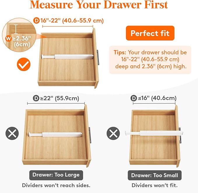 Lifewit 12 Pack Kitchen Drawer Dividers 2.36" High, Plastic Expandable - Image 3