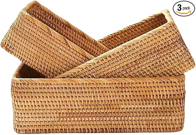 Rattan Storage Baskets, Wicker Baskets by XIMISISE