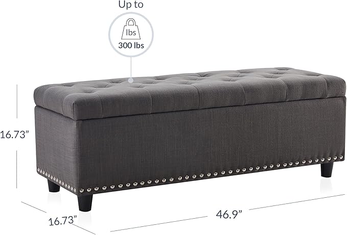 BELLEZE 47" Storage Ottoman, Storage Bench - Image 2