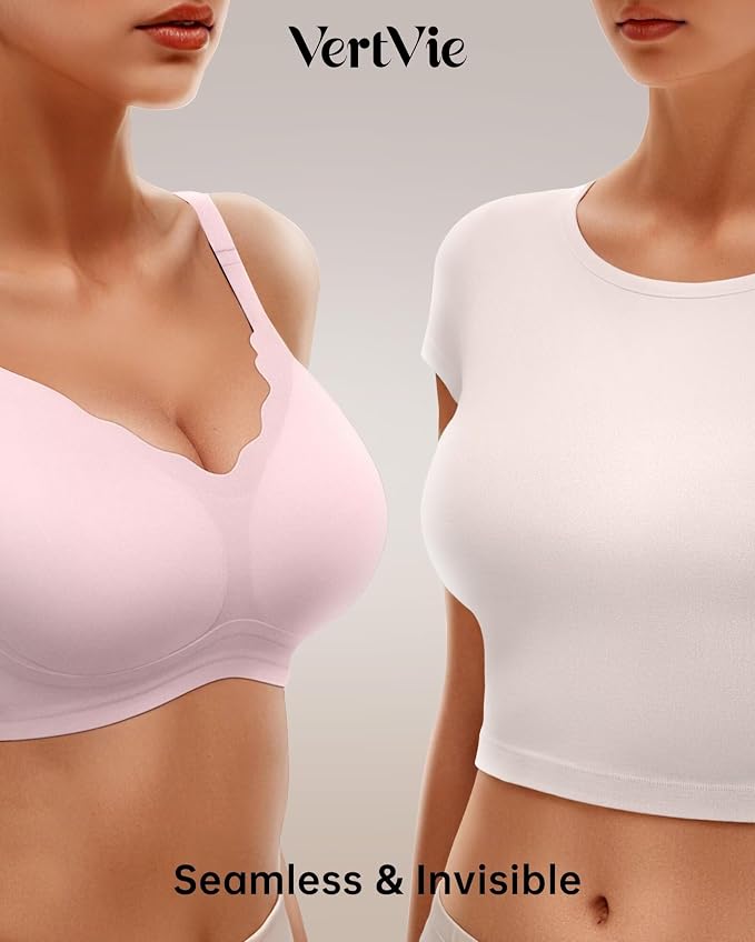 Vertvie Womens Seamless Bras No Underwire Supportive Wireless Push Up Full - Image 4