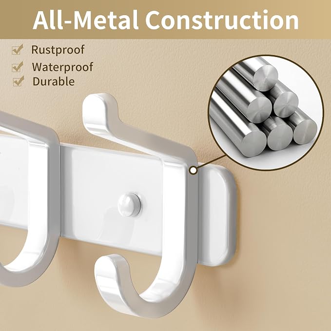 Coat Rack Wall Mounted Heavy-Duty: Metal Coat Hanger 6 Hooks - Image 3