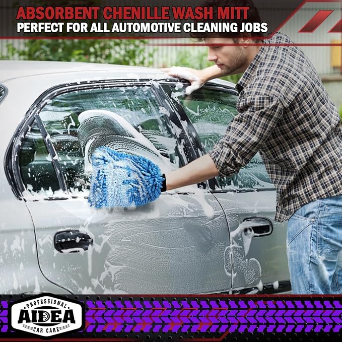 AIDEA Car Wash Mitt Microfiber 2PK, Scratch-Free& Lint-Free, Premium Chenille - Image 6