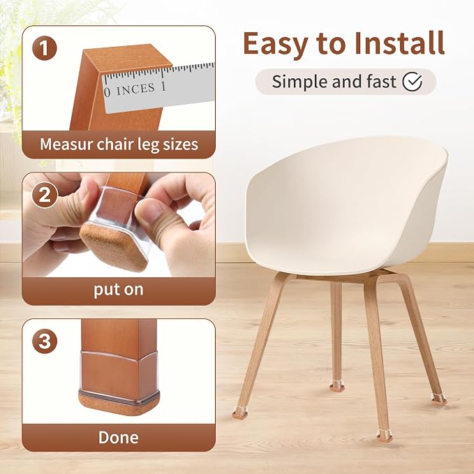 Ezprotekt 24 Pcs Rectangle Clear Felt Chair Leg Floor Protectors Caps - Image 6