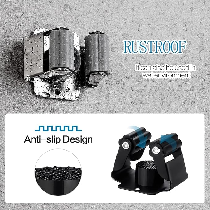 9PCS Broom and Mop Holder, Heavy Duty Garden Tool Organizer Rack Rake and - Image 2