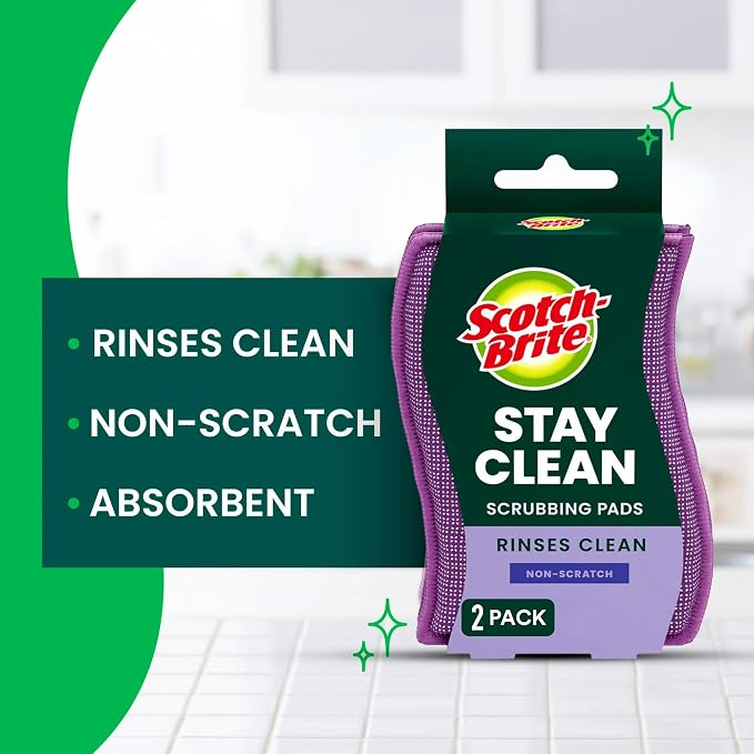 Scotch-Brite Stay Clean Scrubber Pads, Non-Scratch Dish Sponges - Image 5