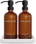 Amber Glass Hand and Dish Soap Dispenser Set by Brighter Barns by BrighterBarns