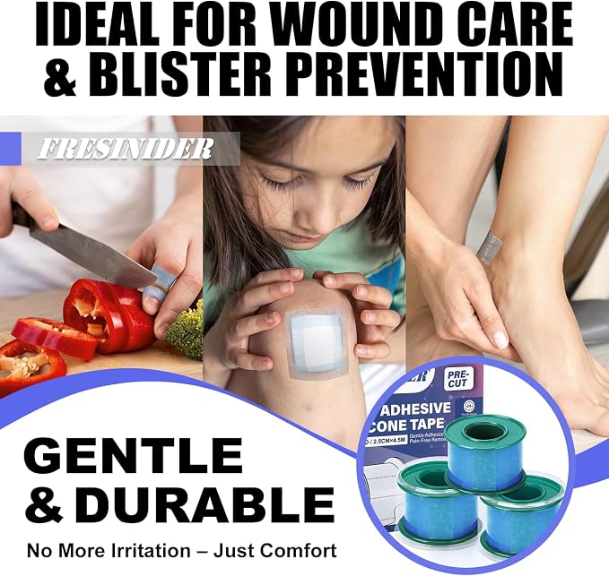 FRESINIDER Silicone Medical Tape – 1" x 5 Yard Blue 4 Rolls, Waterproof & - Image 5