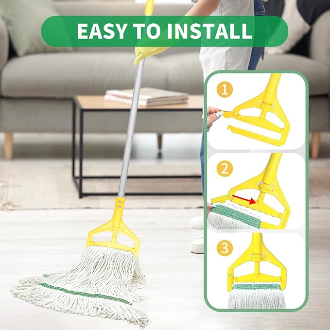 6 Pack Commercial Heavy Duty Mop Heads Heavy Cotton Looped End String Mop Head - Image 4