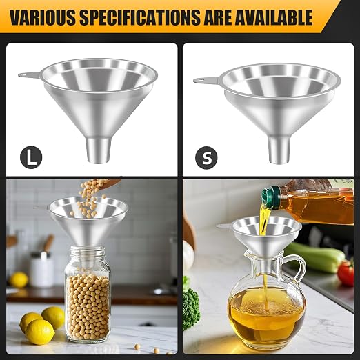 3 Pack Stainless Steel Kitchen Funnel Set, funnels - Image 6