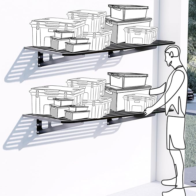 2-Pack 2x4ft Garage Wall Shelving, 2 Shelf Total 8 ft Garage Wall Storage - Image 7