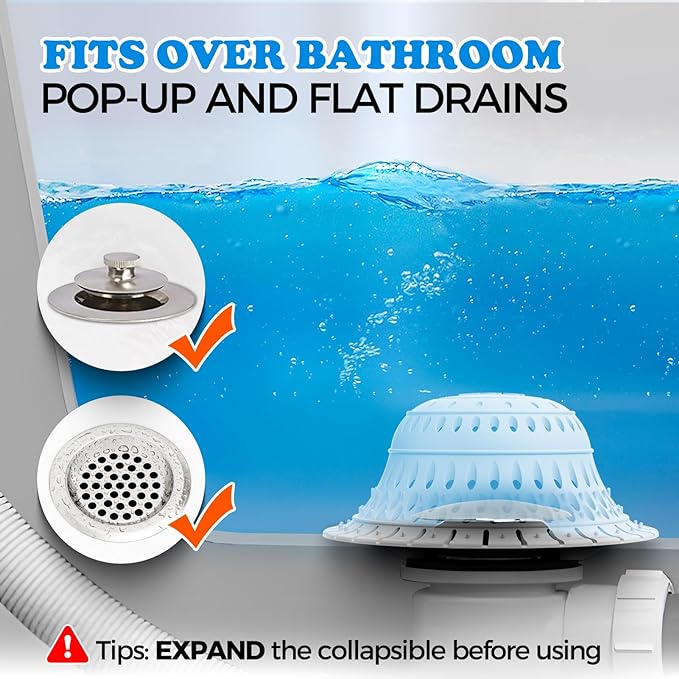 zaa 5 Pcs Bathtub & Shower Drain Hair Catcher, 2 Pack Silicone Collapsible - Image 2