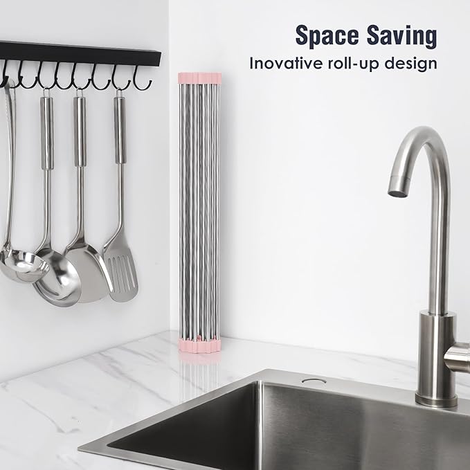 Tomorotec 17.7" x 12.5" Roll Up Dish Drying Rack Over Sink Drying Rack Sink - Image 3