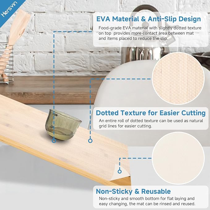 Shelf Liners 20 in x 20 ft EVA Drawer Mats, Non-Adhesive Cupboard Protector - Image 2