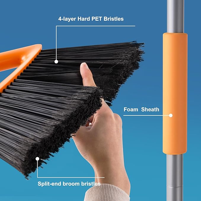 Outdoor Brooms for Sweeping Patio, Commercial Grade Heavy Duty Broom - Image 4