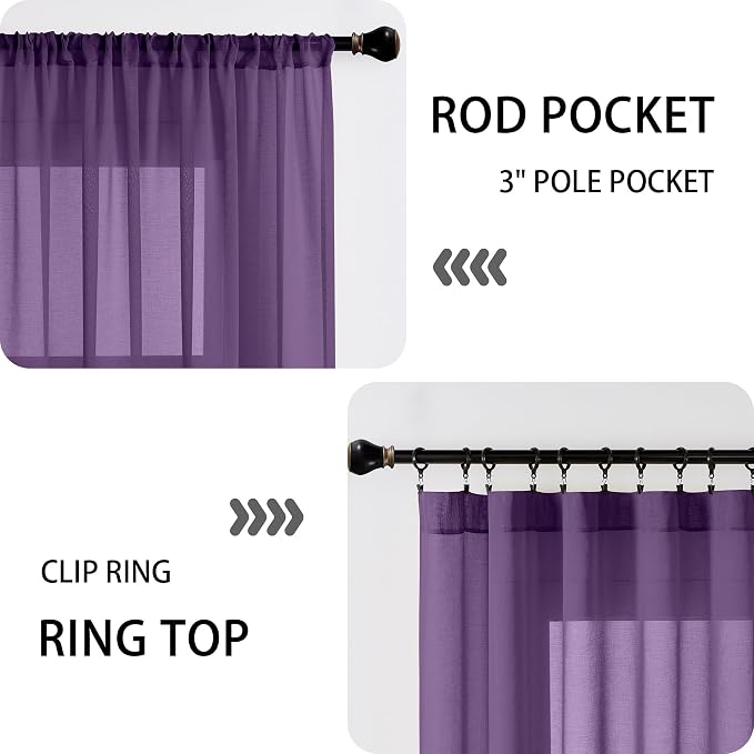 Tollpiz Short Sheer Door Curtains Closet Linen Textured Curtains Sheer Doorway - Image 5