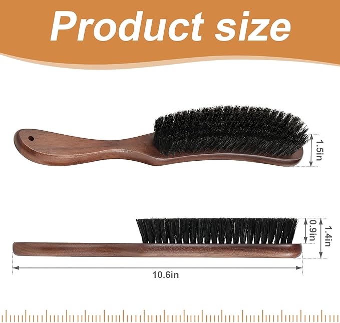 Wood Felt Brush, Large Black Walnut Wood Handle Boar Bristle Lint Brush - Image 6