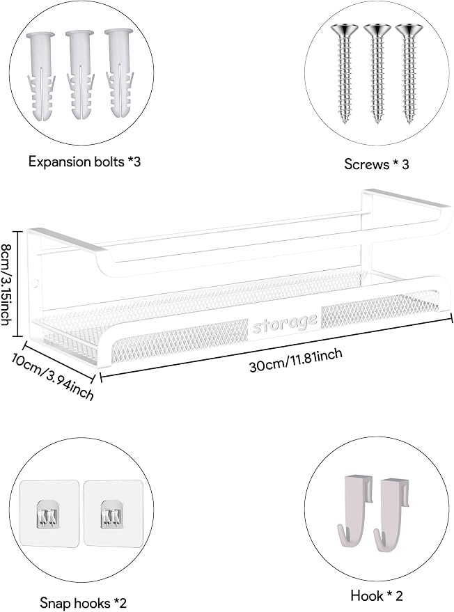 Spice Rack Wall Mount with Hooks - Image 3
