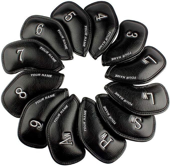 CRAFTSMAN GOLF 12pcs or 1pc Thick Synthetic Leather Golf Iron Head Covers Set by CRAFTSMANGOLF