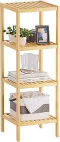 SMIBUY Bathroom Storage Shelf, 4-Tier Bamboo Rack Organizer by SMIBUY