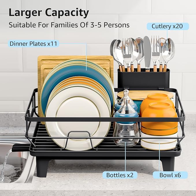Dish Drying Rack for Kitchen Counter, Space-Saving Dish Rack, Sink Kitchen - Image 6