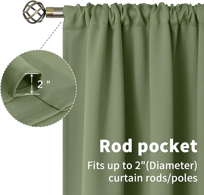 BGment Olive Green Blackout Curtains 63 Inch Length - Image 5