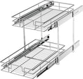 LOVMOR 2 Tier Individual Pull Out Cabinet Organizer 11"W x 21"D, Slide Out by LOVMOR