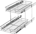 LOVMOR 2 Tier Individual Pull Out Cabinet Organizer 10½" W x 21½" D, Slide Out by LOVMOR