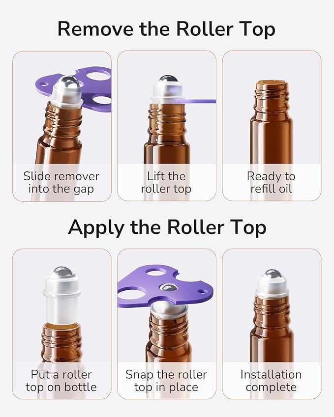 ULG 24-Pack Essential Oil Roller Bottles 10ml, Empty Bottles - Image 6