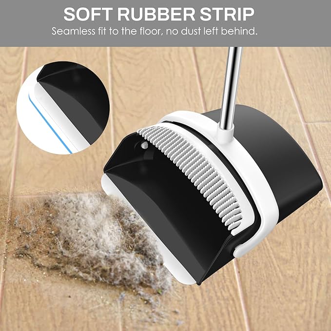 Broom and Dustpan Set for Home, 51-in Long Adjustable Handle Angle Broom and - Image 4