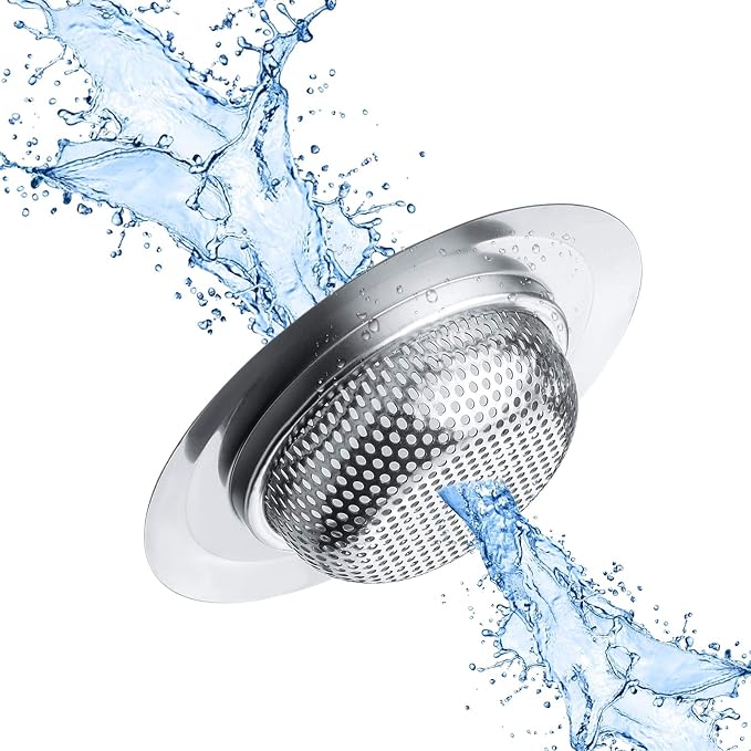 2 Pcs Kitchen Sink Strainer, Stainless Steel Drain Cover, Large Wide Rim 4.5" - Image 4