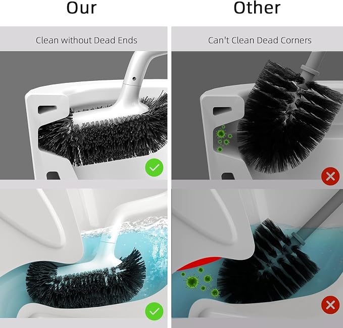 HAMITOR Toilet Bowl Brush Holder Set: Deep Cleaning Brushes - Image 3