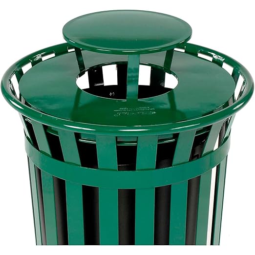 Global Industrial Heavy-Duty 36 Gallon Capacity Outdoor Metal Slatted Trash - Image 3