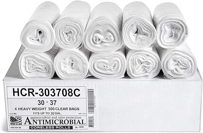 Aluf Plastics HCR-303708C High Density Star Sealed Coreless Roll Bags, 30 gal by AlufPlastics