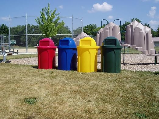 42 Gallon Circle 100% Recycled Plastic Heavy Duty Outdoor Commercial Trash Can - Image 4