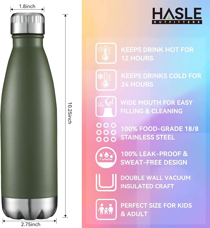 HASLE OUTFITTERS 17oz Stainless Steel Water Bottles, Vacuum Insulated Double - Image 5