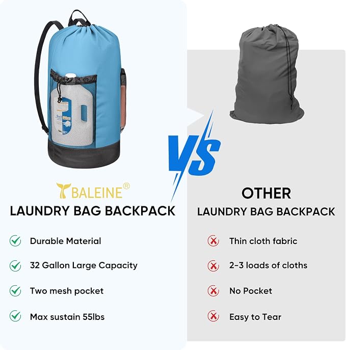 BALEINE 120L Laundry Bag Backpack, 900D Oxford Fabric Large Travel Laundry Bags - Image 5
