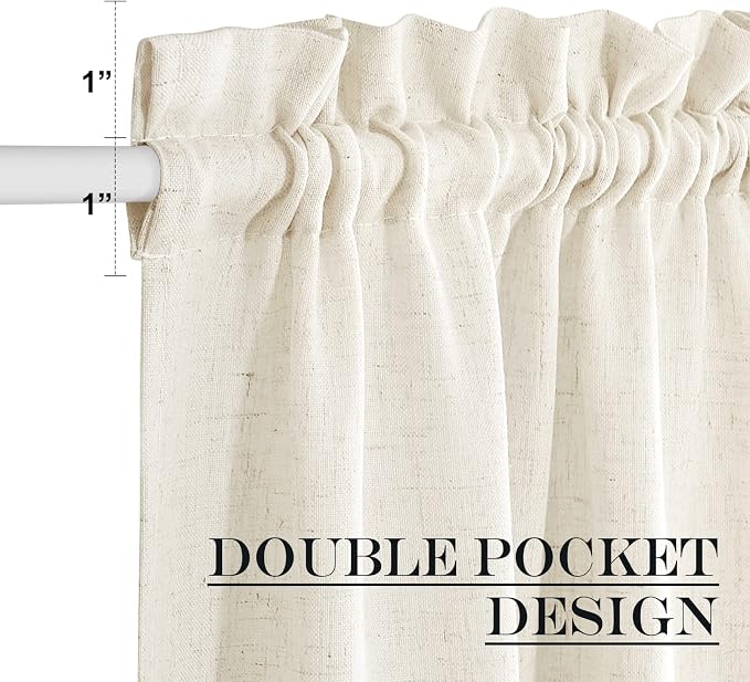 NICETOWN Natural French Door Curtain Farmhouse Style Light Filtering Curtain - Image 3