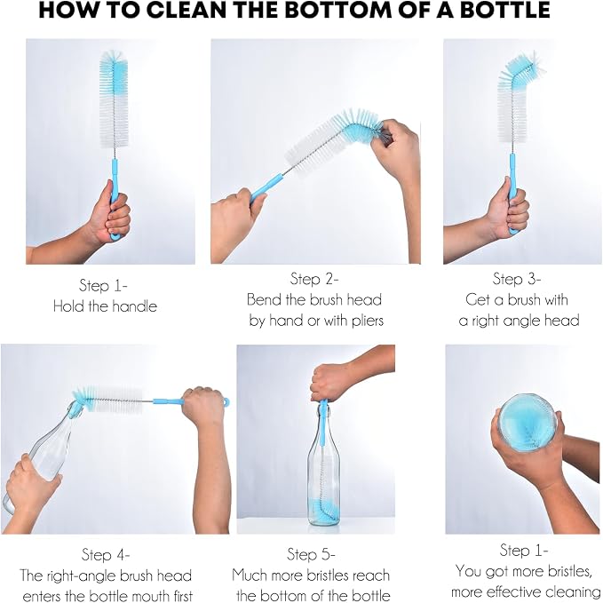 3-Pack Long Bottle Cleaning Brush - Image 4