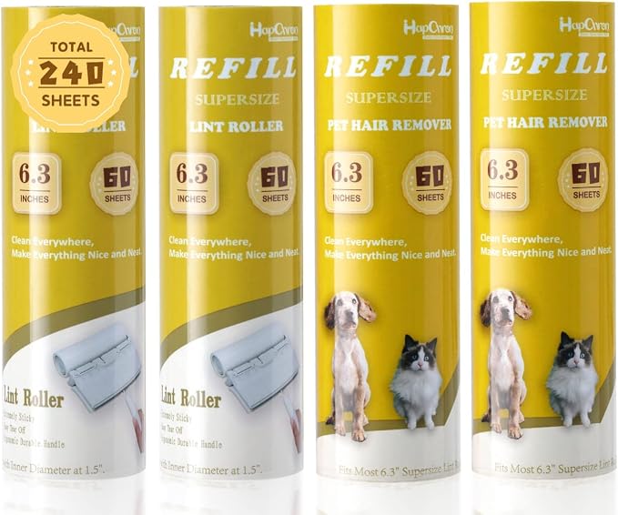 Large Surface Lint Roller Extra Sticky Refills, Total 240 Easy Tear Sheets by HapChron