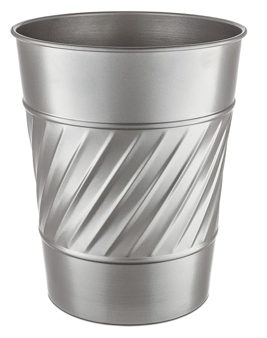 Monarch Abode Pewter Handcrafted Wave Embossed Metal Wastebasket by MonarchAbode