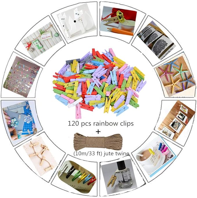 DurReus Wooden Clothespin Ornaments Cute Mini Strong Clothes Pin Hanging - Image 4
