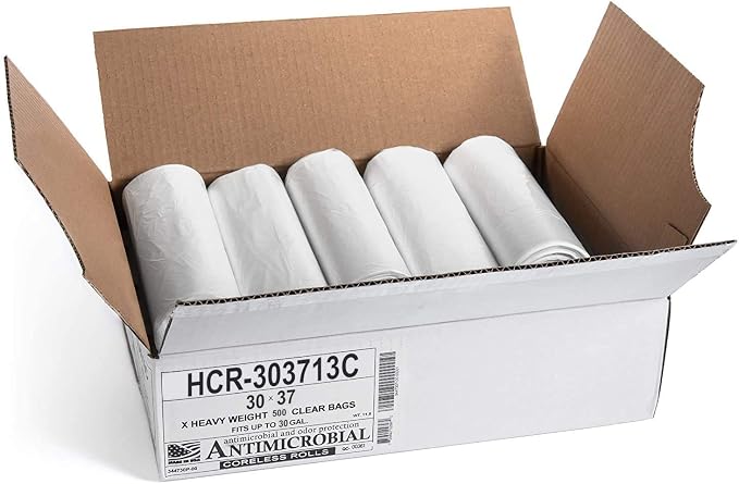 Aluf Plastics HCR-303713C High Density Star Sealed Coreless Roll Bags, 30 gal - Image 2