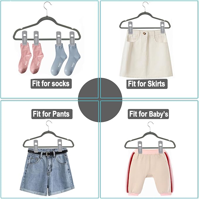 Hanger Clips for Velvet Hangers, Non-Slip Plastic Clips Skirt Hanger Clips for - Image 6