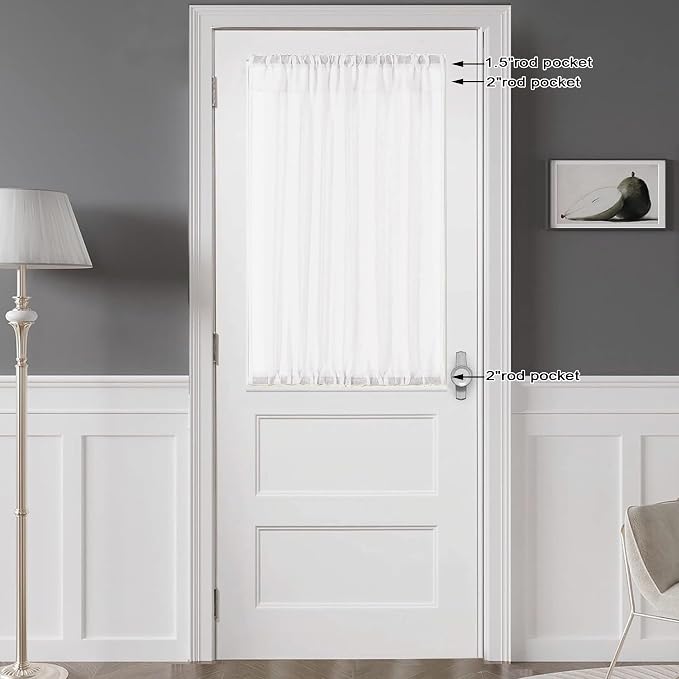 Chyhomenyc White Sheer Curtains 36 inch Length 2 Panels Set, Light Filtering - Image 3