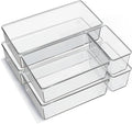 6 Pack Large Clear Plastic Drawer Organizer Trays, Acrylic Kitchen Drawer by Criusia