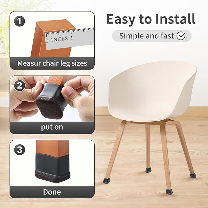 Ezprotekt 8 Pcs Rectangle Black Felt Chair Leg Floor Protectors - Image 6