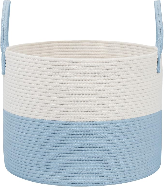 Woven Blanket Basket, 65L Large Rope Storage Bin by JMvicyroam