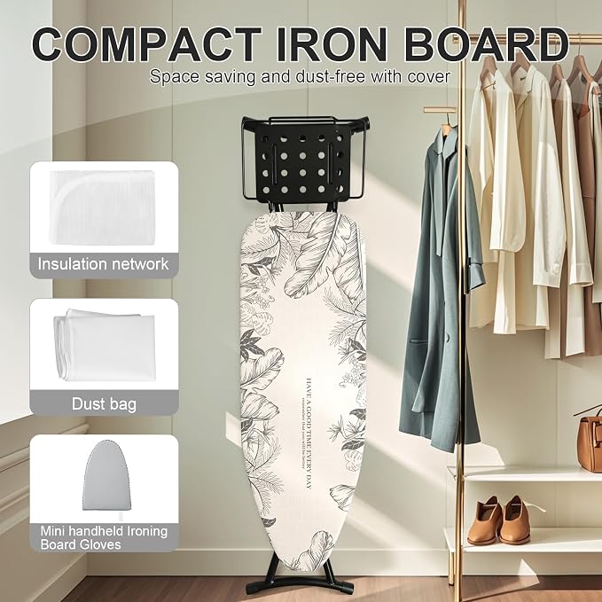 Ironing Board, Foldable Ironing Board Adjustable Height Compact Iron Board - Image 6